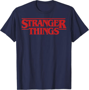 Netflix Stranger Things Simple Red Logo T-Shirt - T-Shirt | Navy