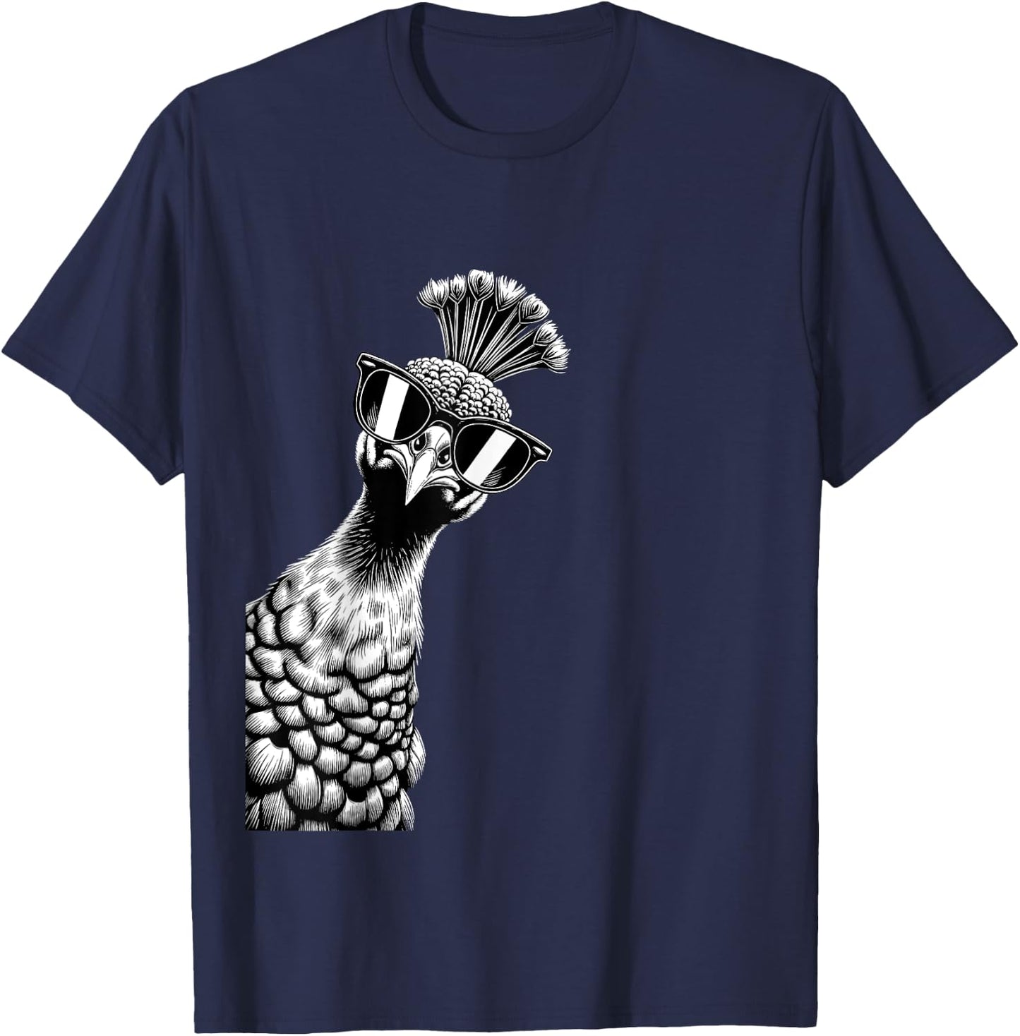 Funny Peacock Wearing Sunglasses Peacock Bird Lovers T-Shirt - T-Shirt | Navy