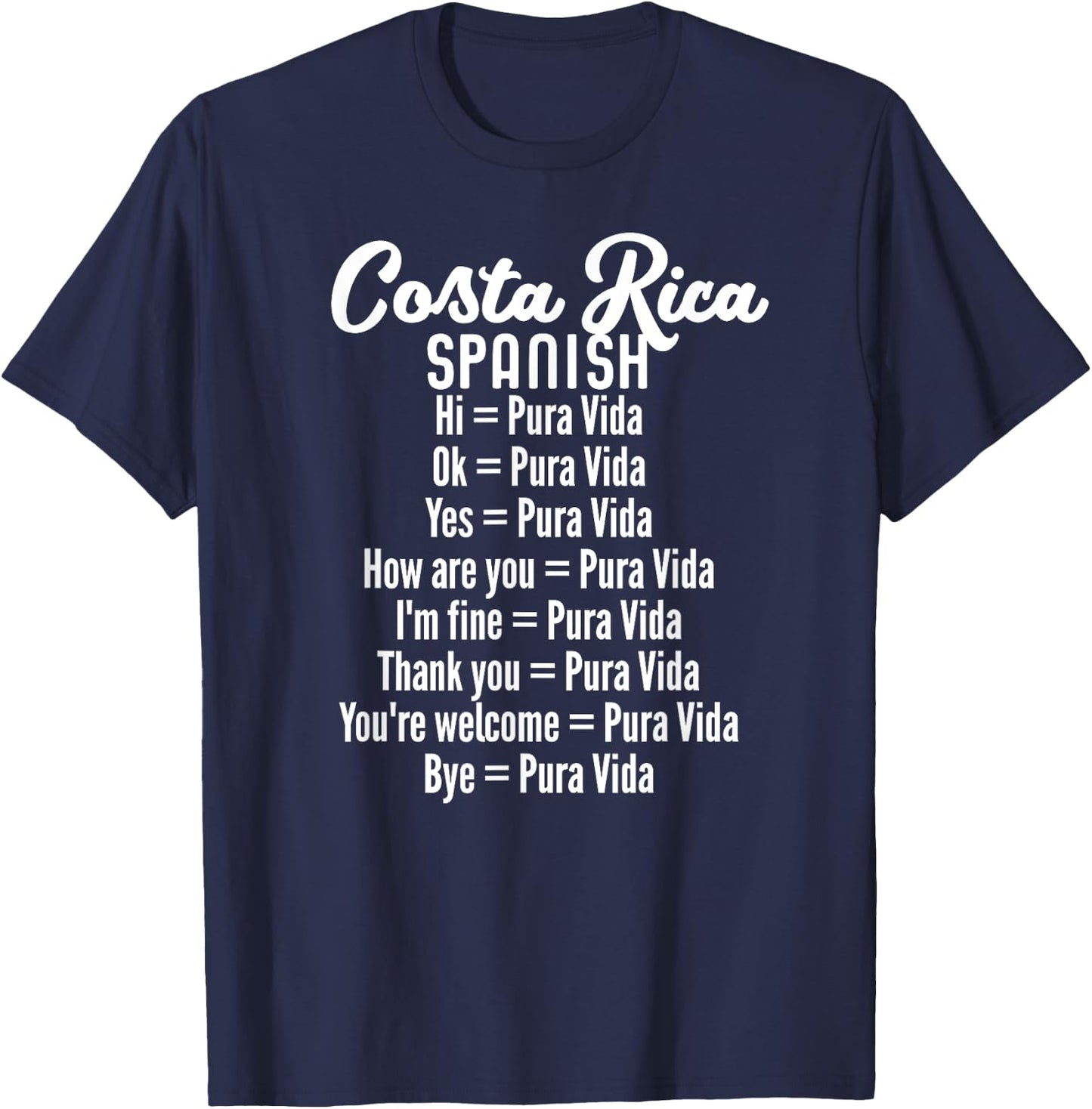 Costa Rica Spanish Pura Vida Souvenir T-Shirt - T-Shirt | Navy