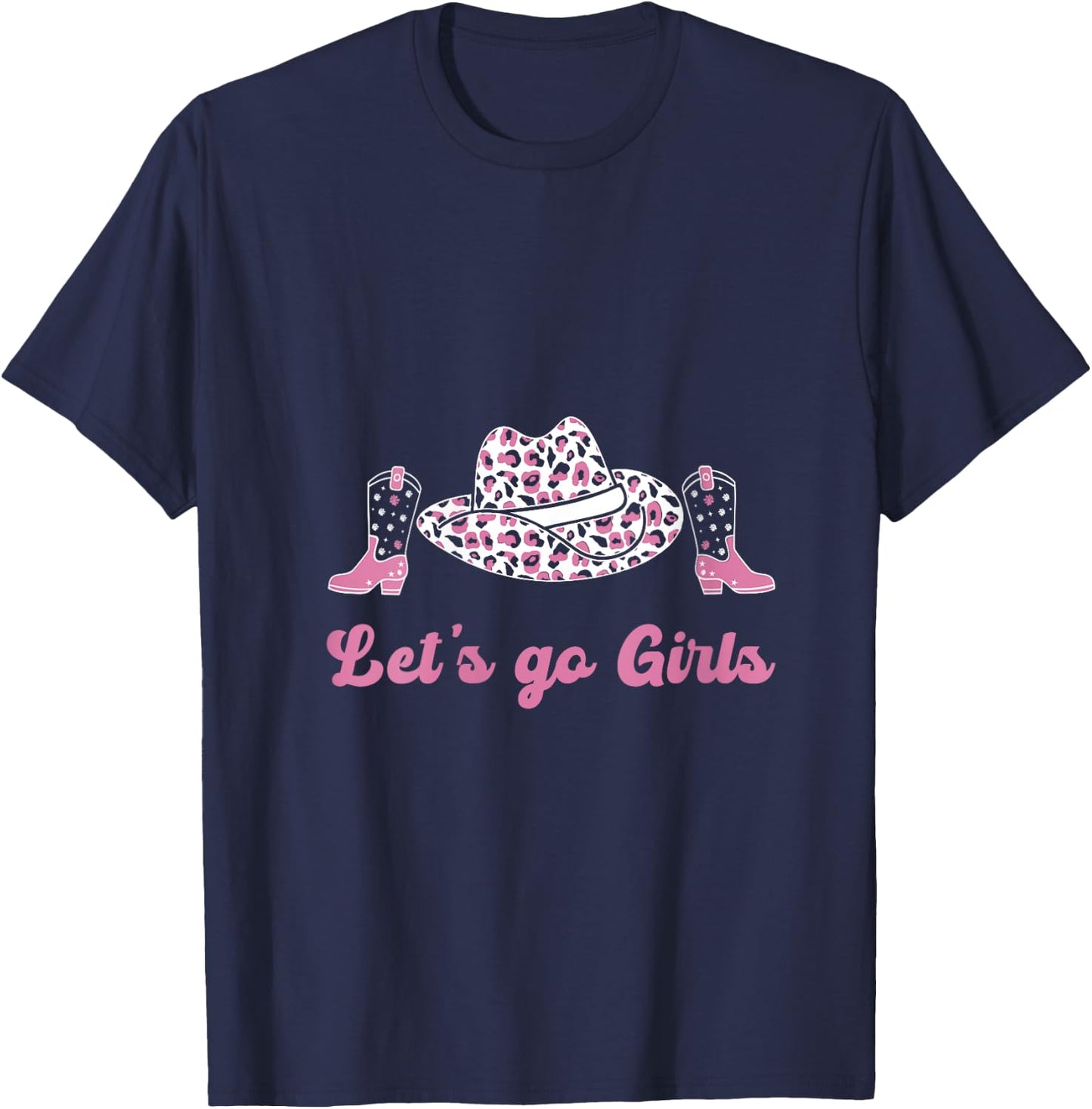 Let's Go Girls Shirt Cute Rodeo girl Pink cowgirl V-Neck T-Shirt - T-Shirt | Navy