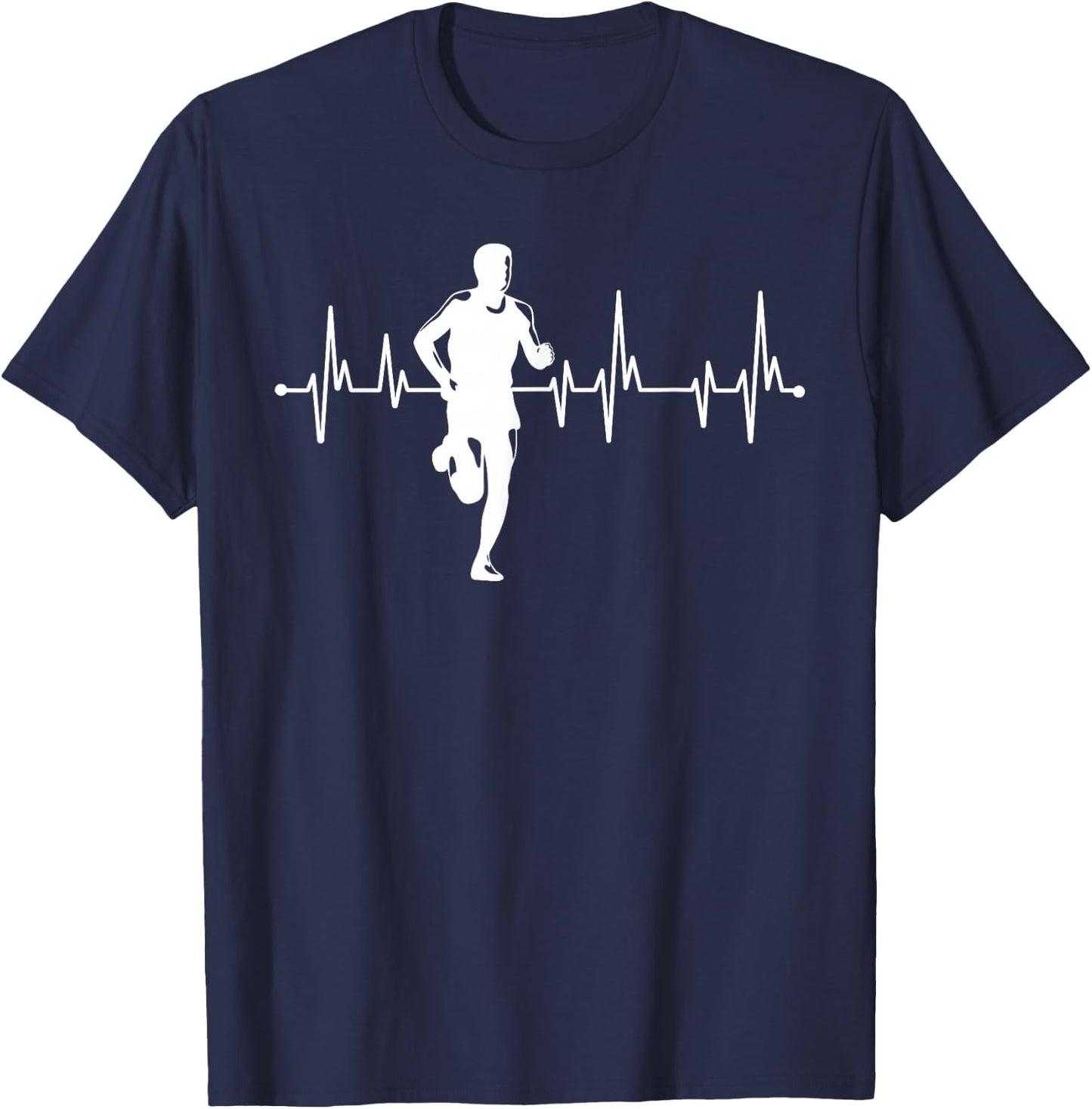 Funny Running Heartbeat for Runners T-Shirt - T-Shirt | Navy