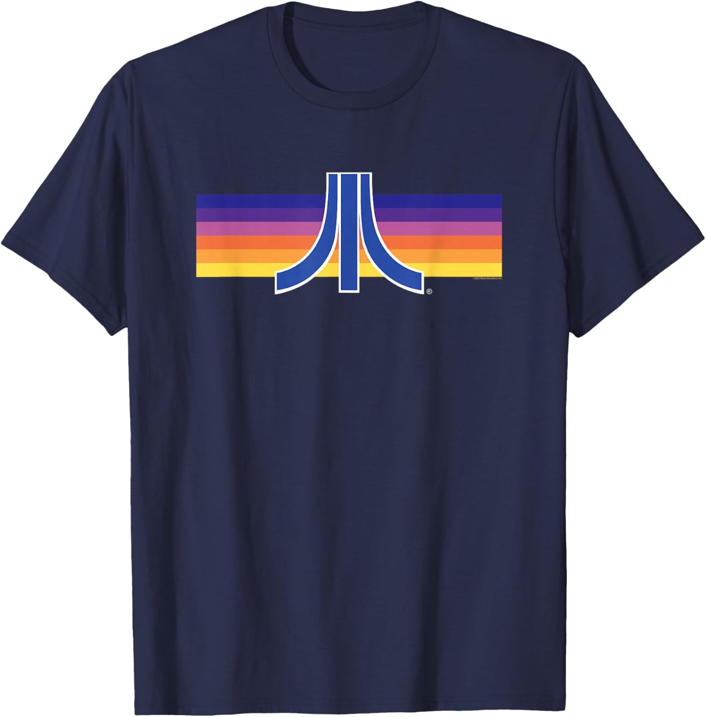 Atari Retro Sunset Vintage Gaming Logo T-Shirt - T-Shirt | Navy