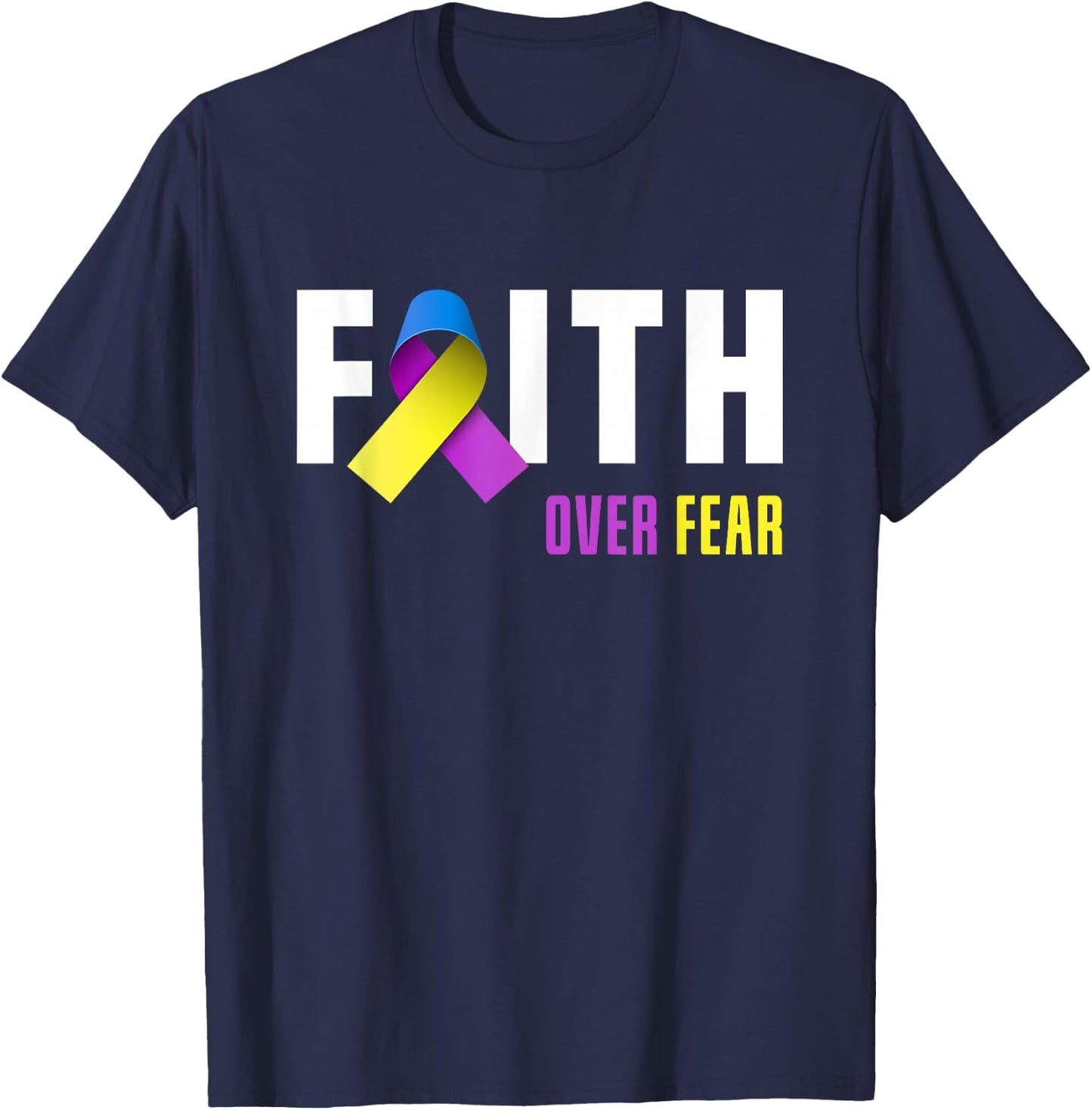 Bladder Cancer Warrior Faith God Bladder Cancer Awareness T-Shirt - T-Shirt | Navy