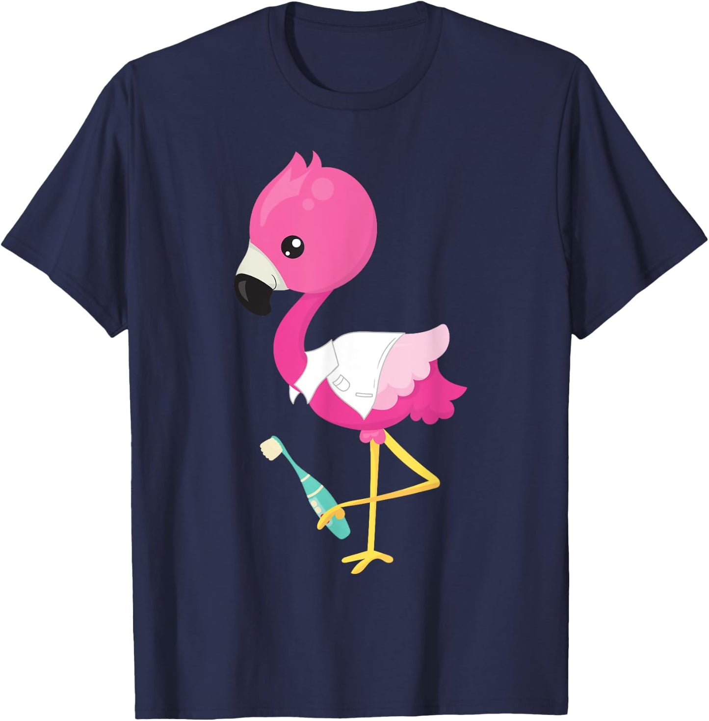Pink Flamingo Doctor Dental Clinic Surgery Oral Care Dentist T-Shirt - T-Shirt | Navy