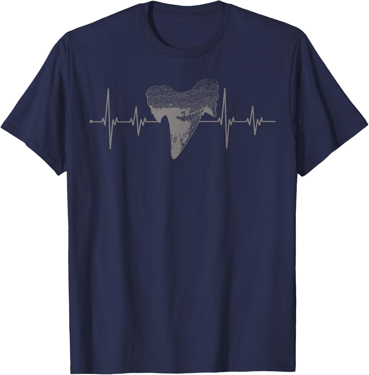 Funny Shark Teeth Gift Men Women Bone Collectors Heartbeat T-Shirt - T-Shirt | Navy