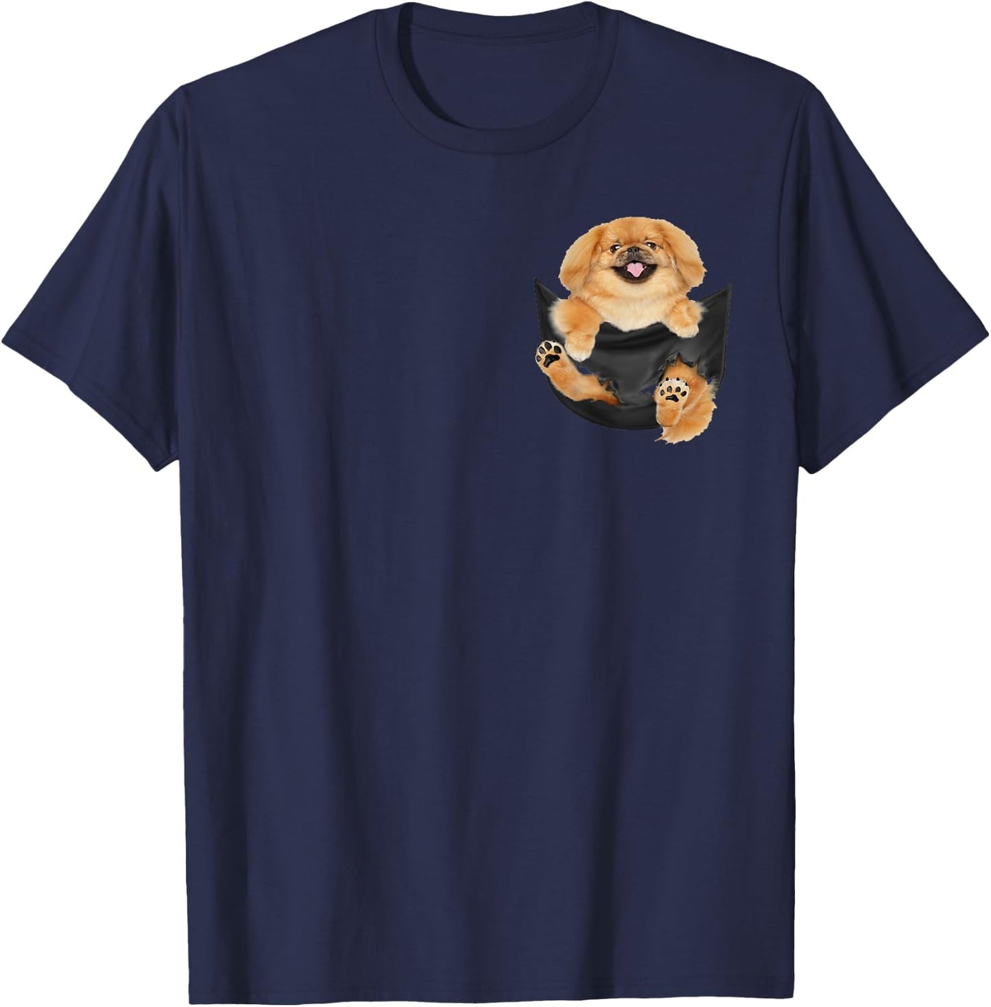 Pekingese In Pocket Funny Dog Animal Lovers Costume Gifts Men Women T-Shirt - T-Shirt | Navy