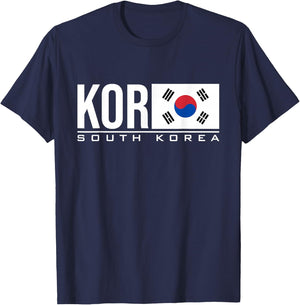 South Korea Flag Korean Country Code Kor Sports Games T-Shirt - T-Shirt | Navy