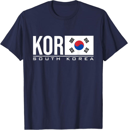 South Korea Flag Korean Country Code Kor Sports Games T-Shirt - T-Shirt | Navy