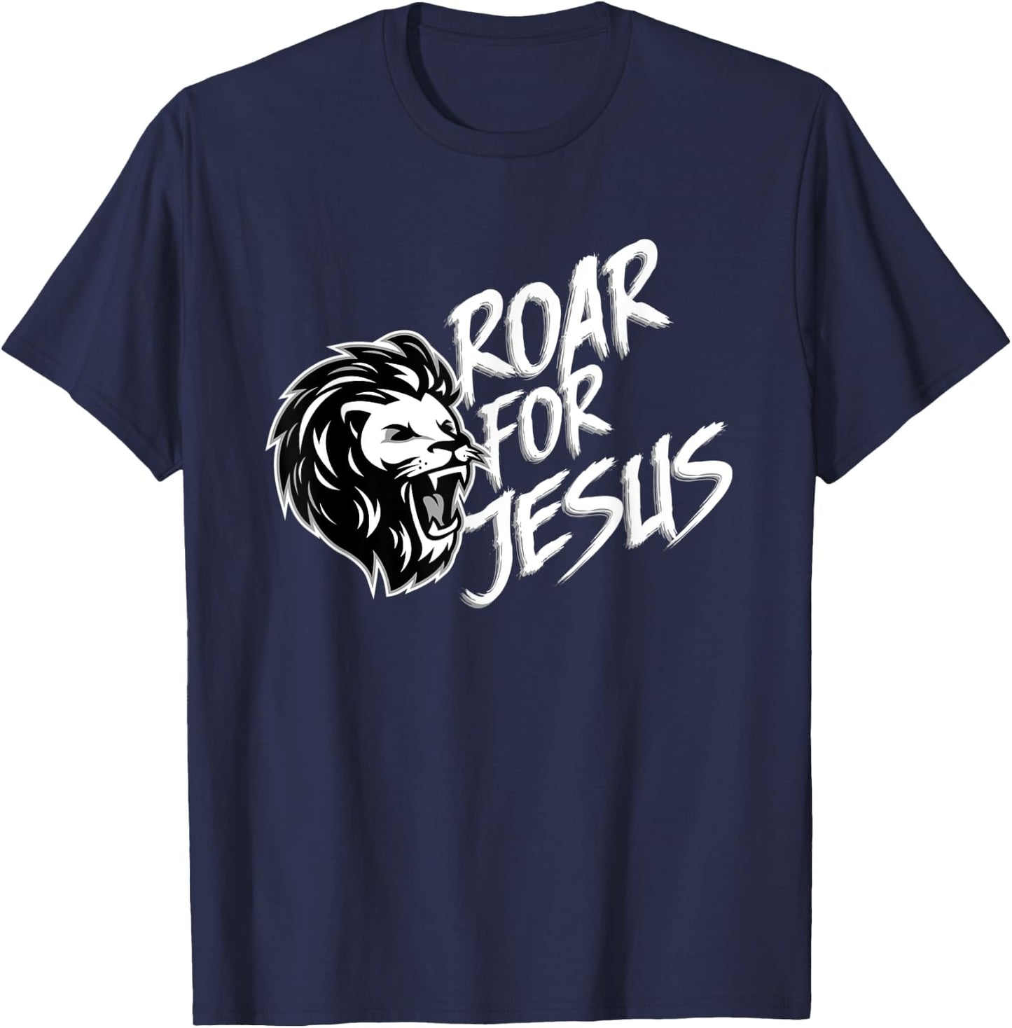Roar For Jesus Funny Lion VBS Christian Gift Men Women Kids T-Shirt - T-Shirt | Navy