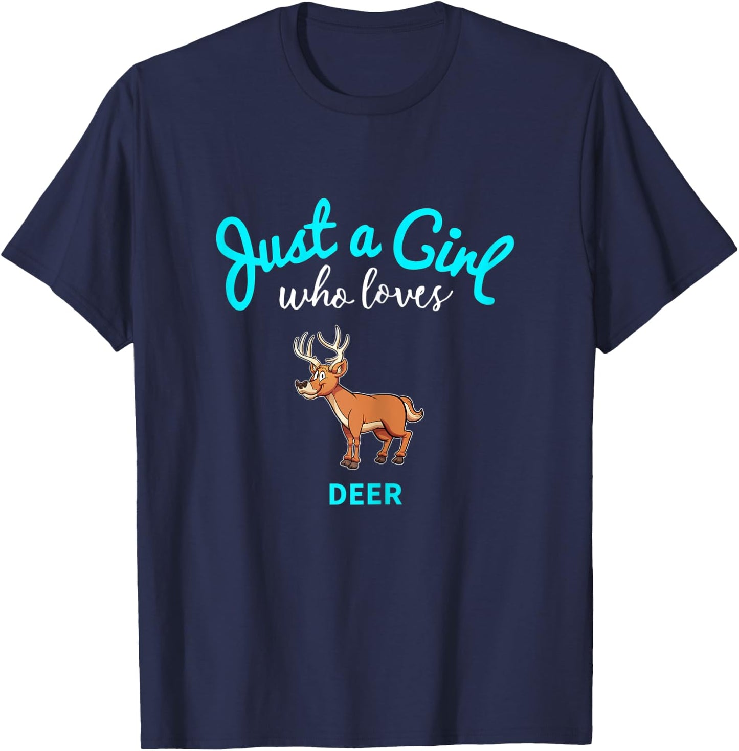 Deer Shirt for Girls | Kids Deer T-Shirt - T-Shirt | Navy