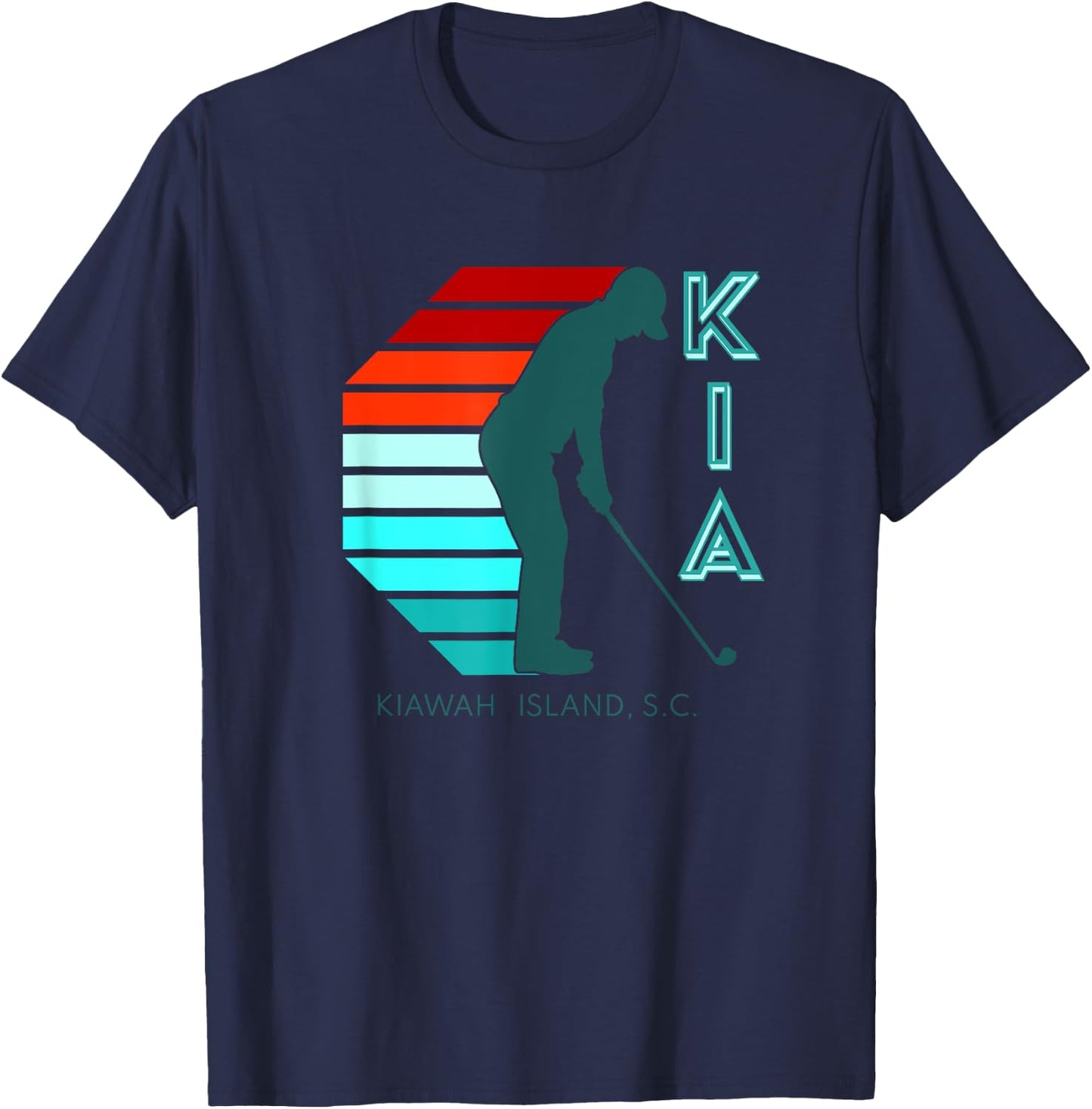 South Carolina Golfing Pro Retro Beach Kiawah Island Golf T-Shirt - T-Shirt | Navy