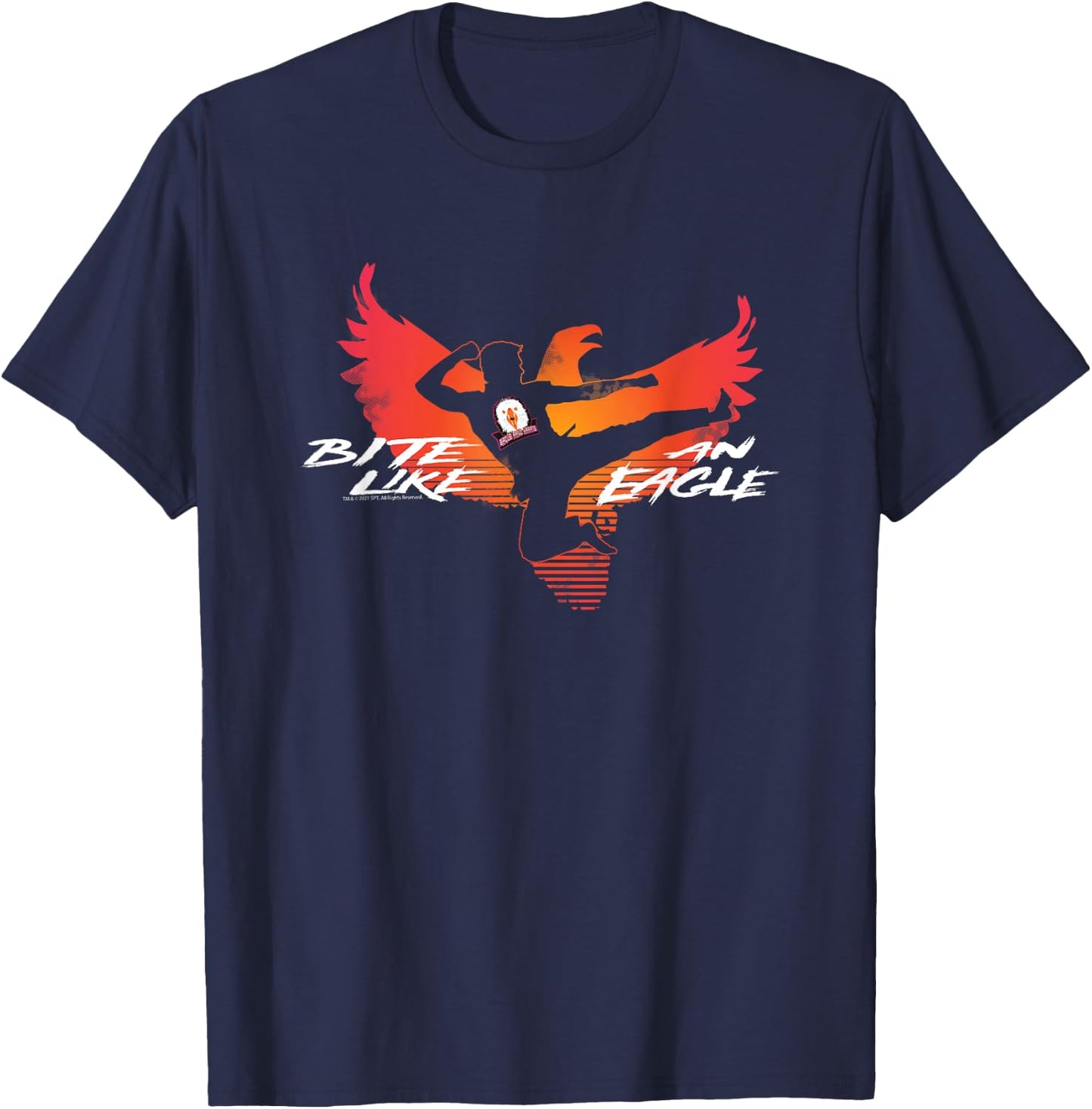 Cobra Kai Bite Like an Eagle Jump Kick T-Shirt - T-Shirt | Navy