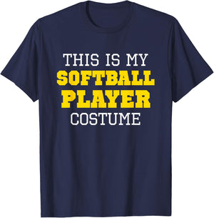 This Is My Softball Player Costume Halloween Lazy Easy T-Shirt - T-Shirt | Navy