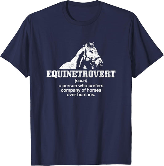 Equinetrovert Definition Funny Horse Riding Horse Girl Gift T-Shirt - T-Shirt | Navy