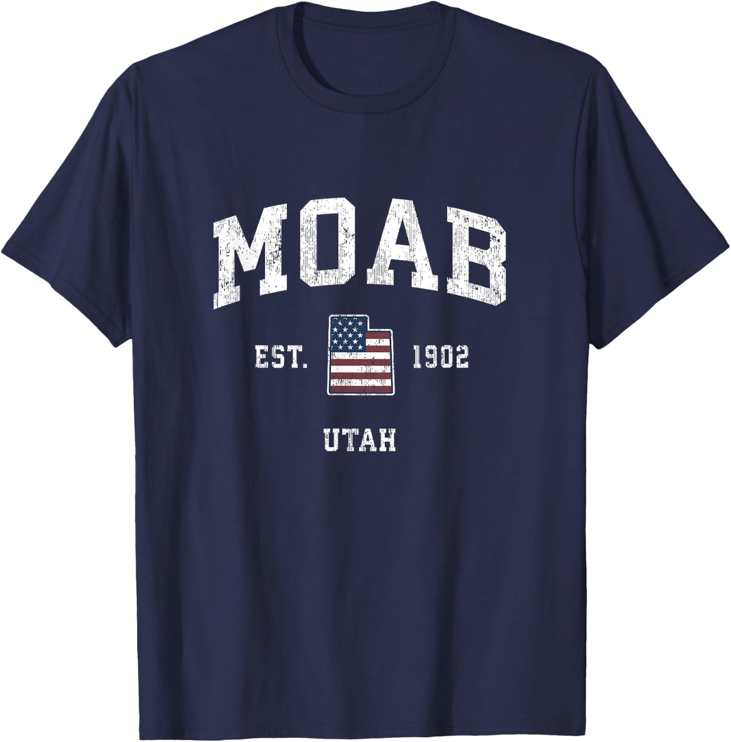 Moab Utah UT Vintage American Flag Sports Design Women Kids Men T-Shirt - T-Shirt | Navy