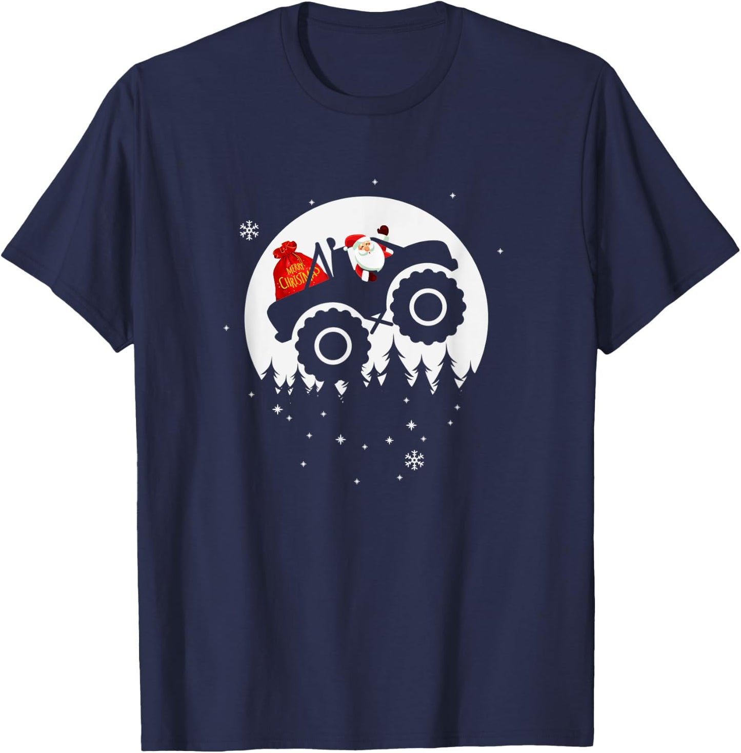 Monster Truck Pajama Christmas T-Shirt - T-Shirt | Navy