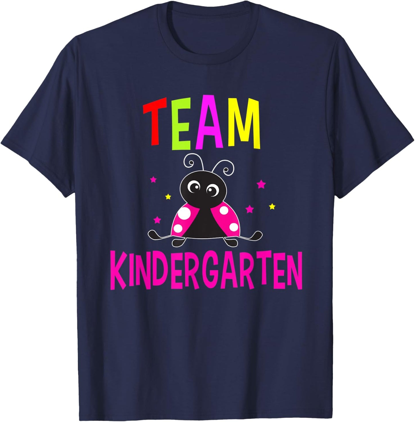 Team Kindergarten Pink Ladybug Back To School Funny T-Shirt - T-Shirt | Navy