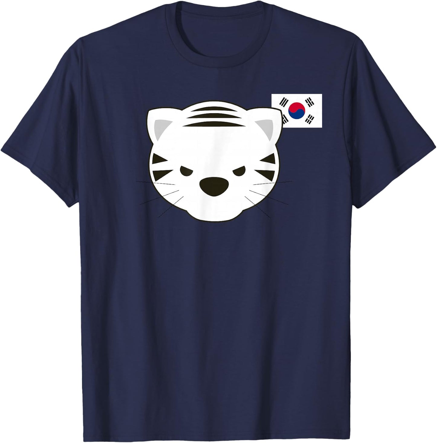 White Siberian Tiger South Korean Flag T-Shirt - T-Shirt | Navy