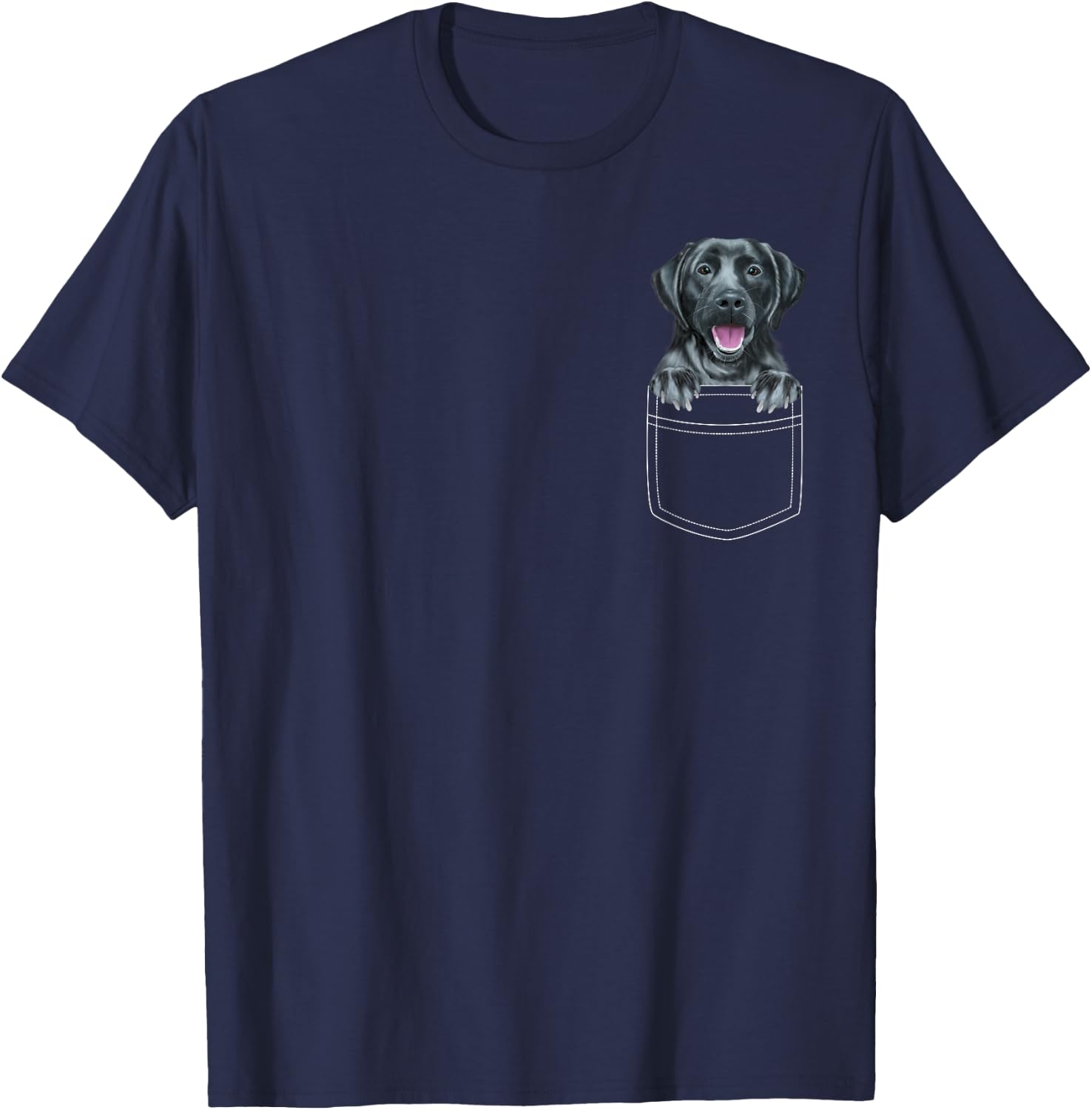 Black Labrador Retriever Dog In Pocket Funny Dog Lover Men Women Girls Kids T-Shirt - T-Shirt | Navy