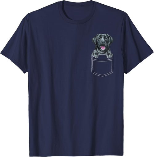 Black Labrador Retriever Dog In Pocket Funny Dog Lover Men Women Girls Kids