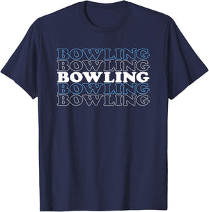 Bowling Gift Husband Or Dad - Retro Bowling Text T-Shirt - T-Shirt | Navy
