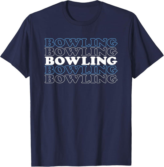 Bowling Gift Husband Or Dad - Retro Bowling Text T-Shirt - T-Shirt | Navy
