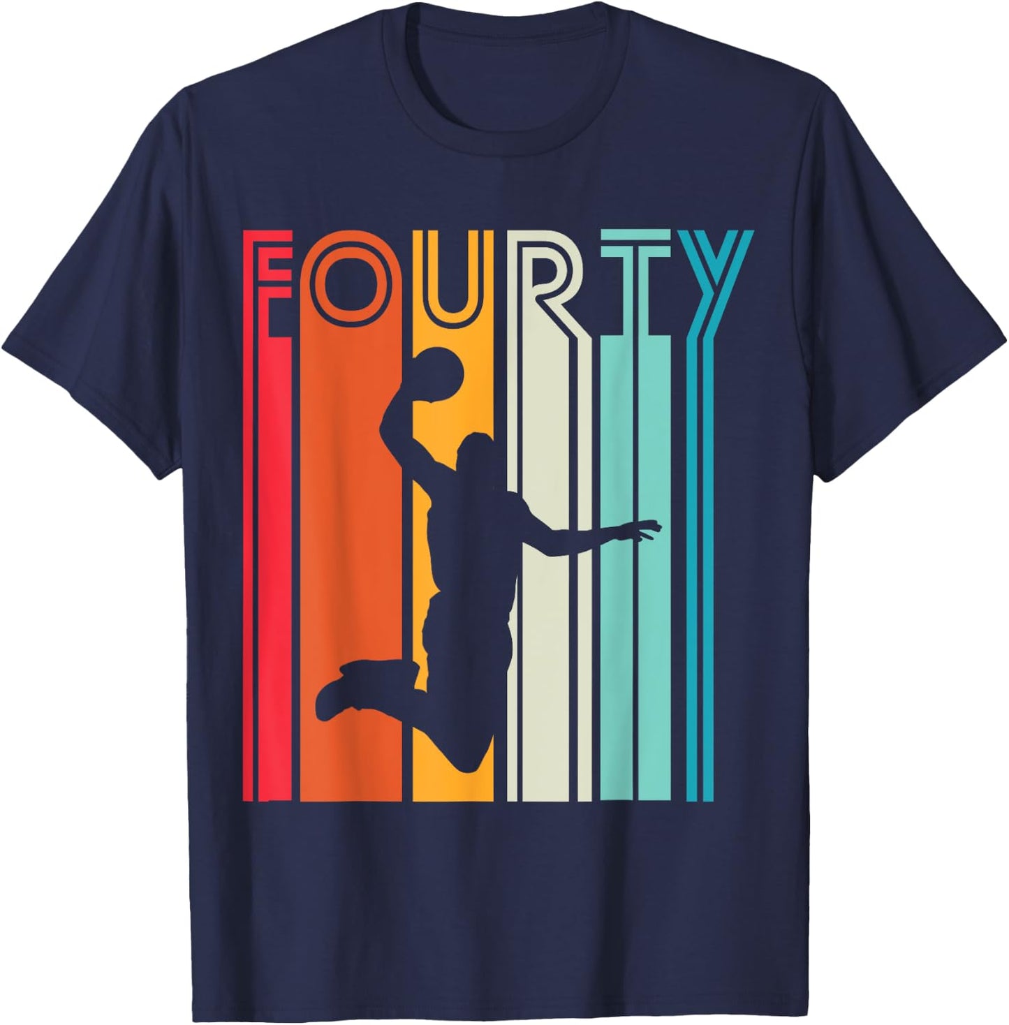 40th Birthday Basketball Lover Gift 40 Years Old Retro T-Shirt - T-Shirt | Navy