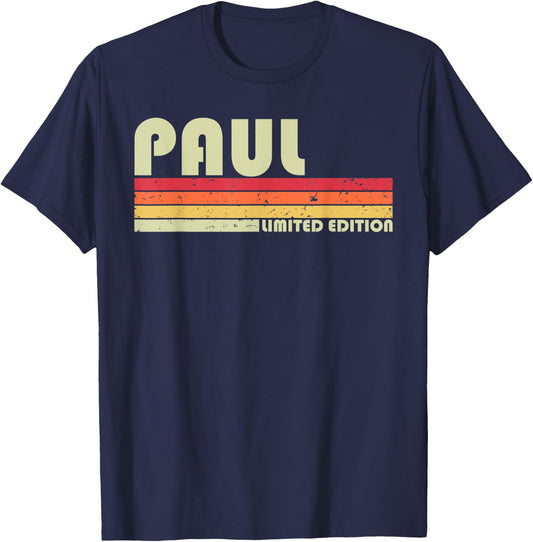 PAUL Surname Funny Retro Vintage 80s 90s Birthday Reunion T-Shirt - T-Shirt | Navy