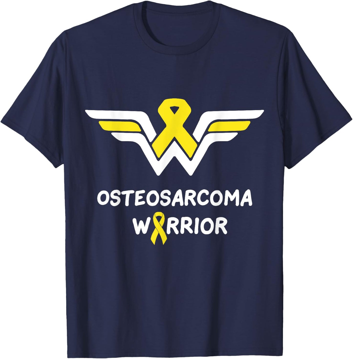 Osteosarcoma Awareness Warrior Support Yellow Ribbon Gifts T-Shirt - T-Shirt | Navy