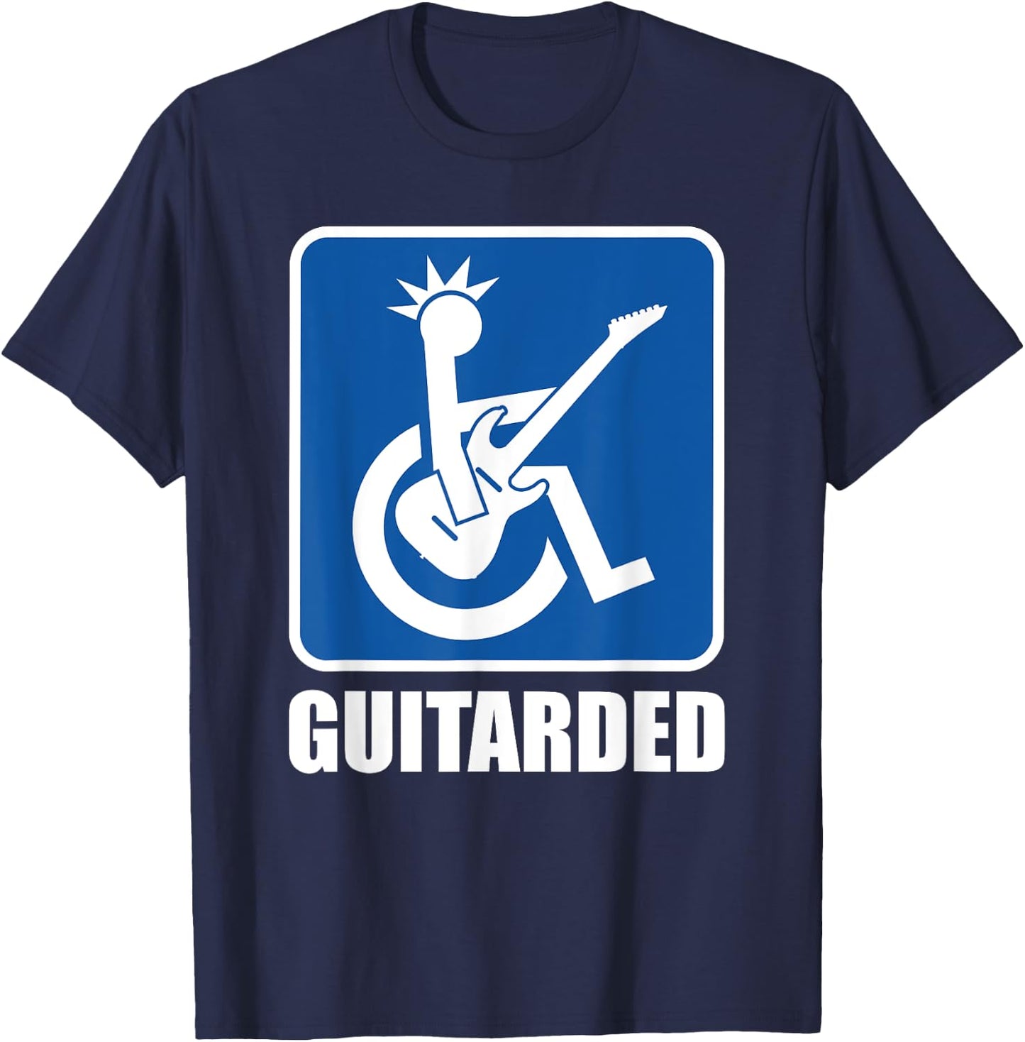 Musician Gifts Guitar Black Women's Medium Classic Fit Short Sleeve Music Themed T-Shirt - T-Shirt | Navy