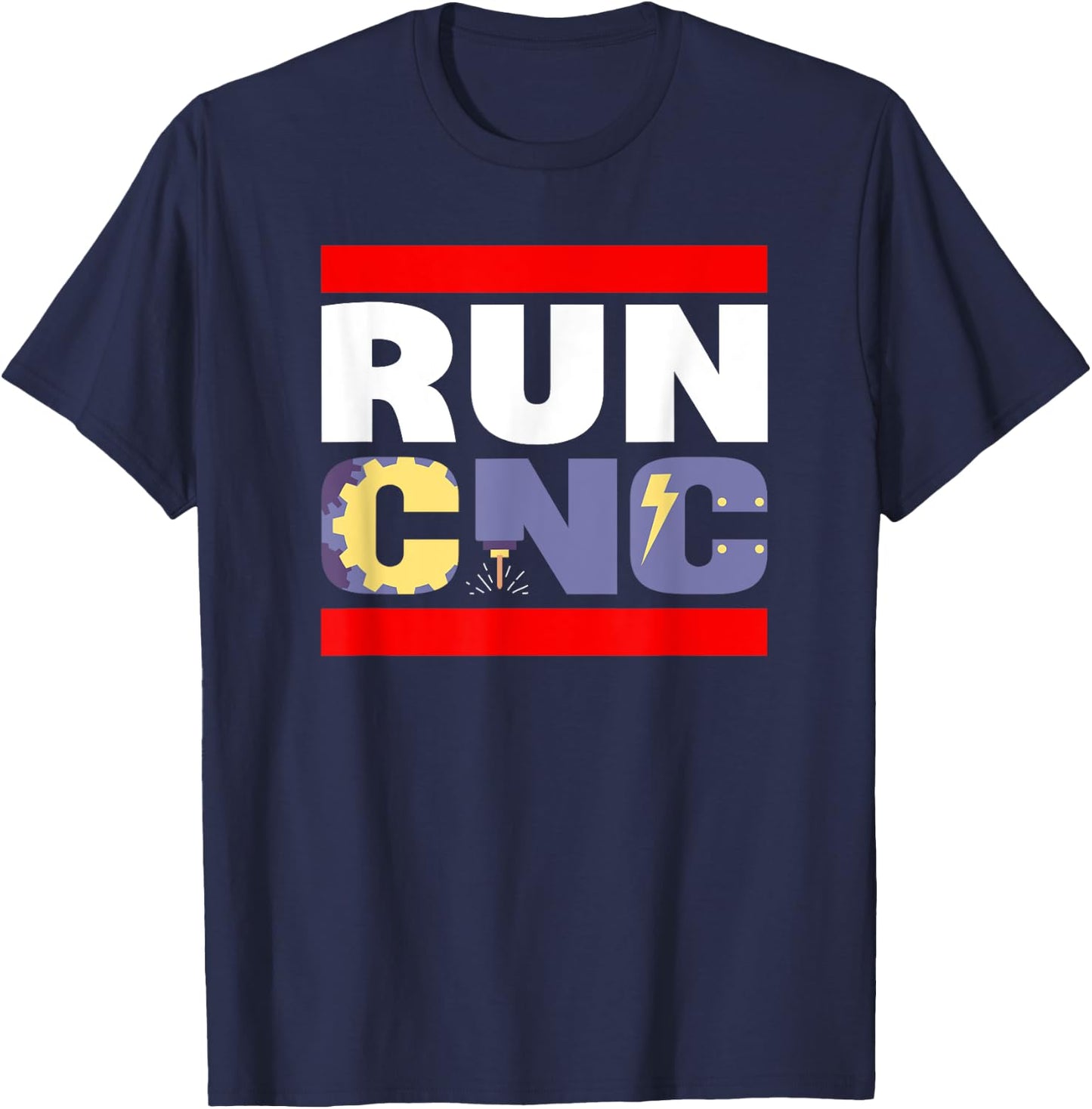 Funny Run Cnc Machinist Engineer Mechanic Operator Gift T-Shirt - T-Shirt | Navy