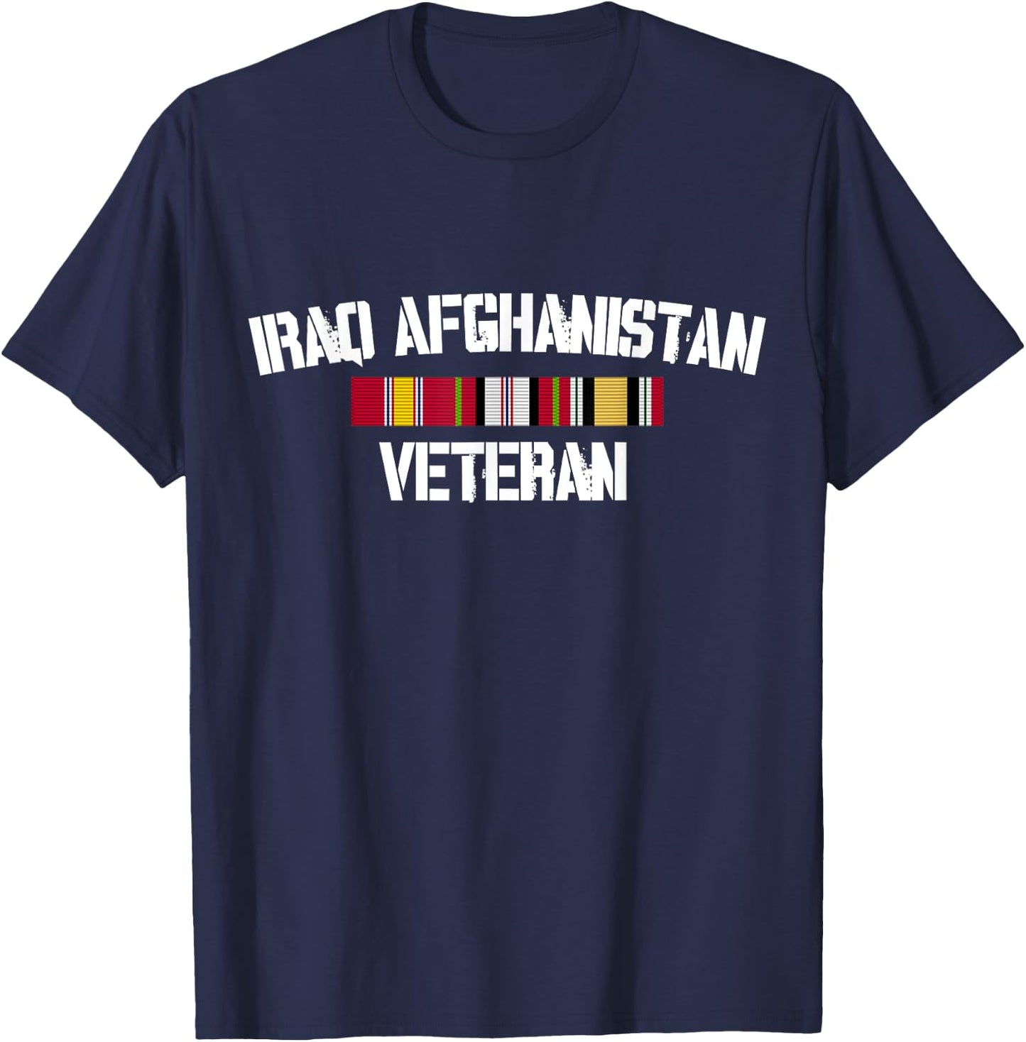 Iraq Afghanistan Veteran Pride Service Ribbon T-Shirt - T-Shirt | Navy