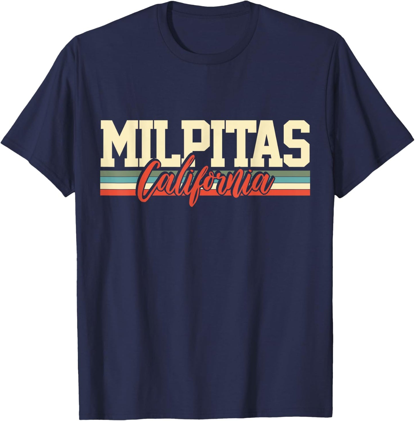 Milpitas California Retro T-Shirt - T-Shirt | Navy