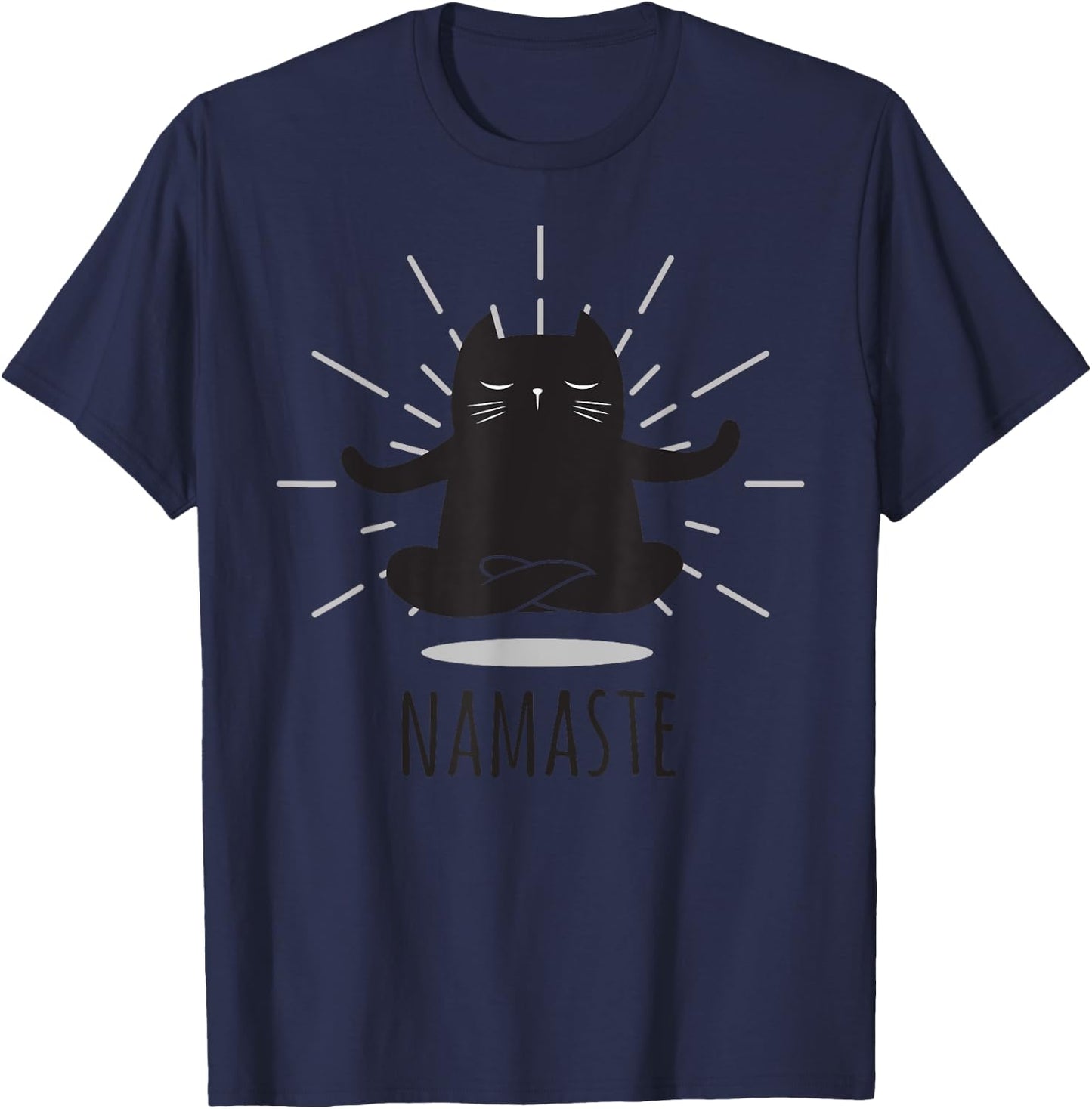 Funny Cat Namaste Yoga Poses Buddha Flower Symbol Women T-Shirt - T-Shirt | Navy