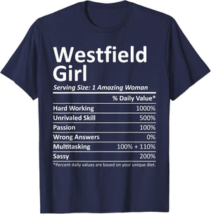 WESTFIELD GIRL NJ NEW JERSEY Funny City Home Roots USA Gift T-Shirt - T-Shirt | Navy