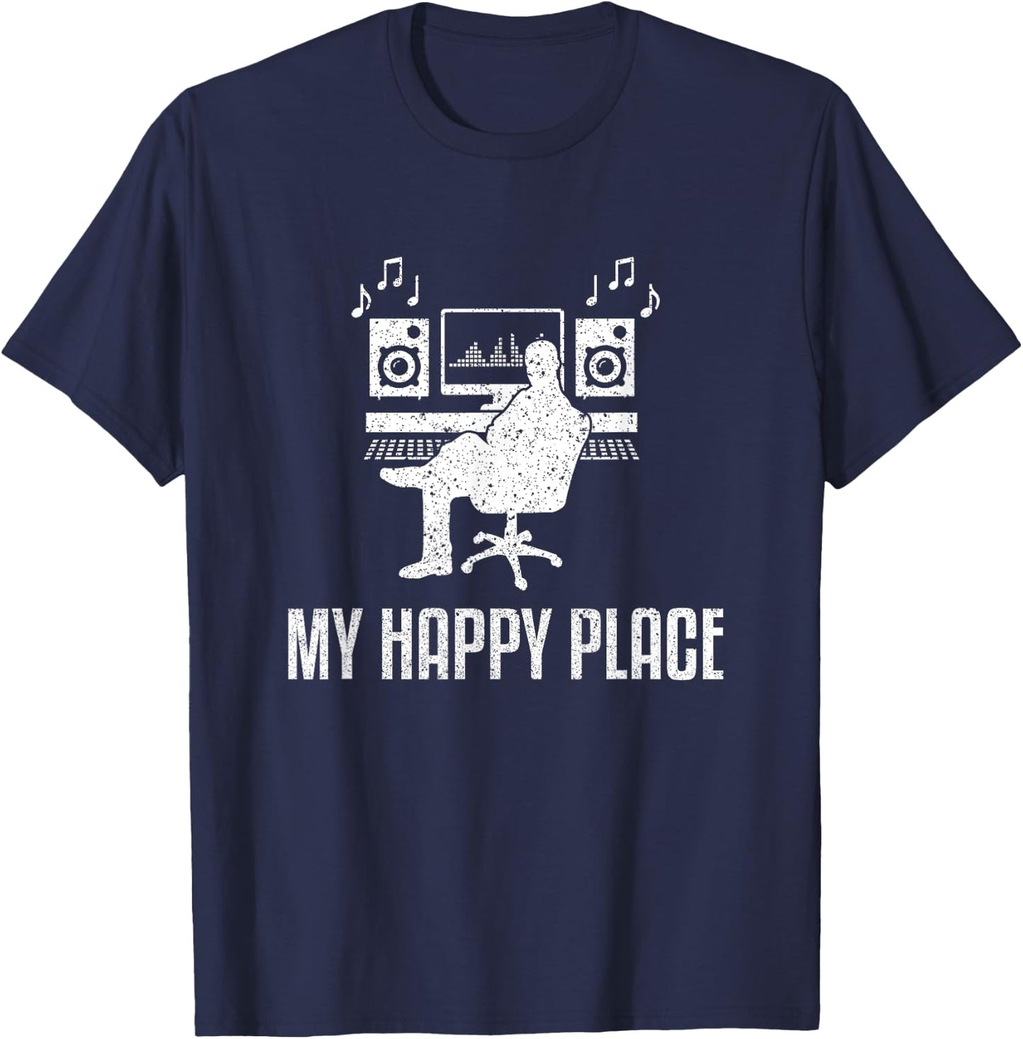 Funny Audio Engineer - Music Producer My Happy Place T-Shirt - T-Shirt | Navy