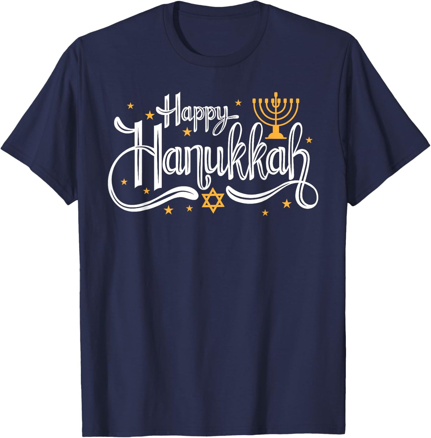 Happy Hanukkah Vintage Jewish Holiday Gift T-Shirt - T-Shirt | Navy