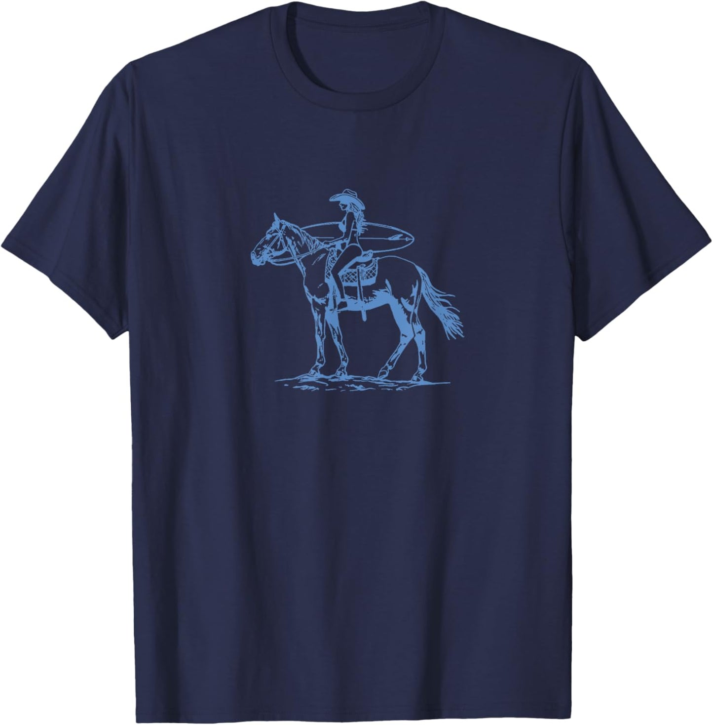 Coastal Cowgirl Beachy Horse Surfer T-Shirt - T-Shirt | Navy