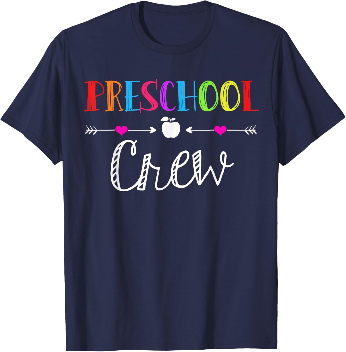 Preschool Crew Teacher Funny First Day Of School Kids Gift T-Shirt - T-Shirt | Navy