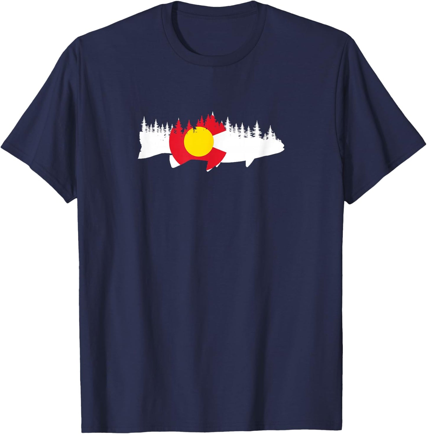 Colorado Fishing Graphic Design T-Shirt - T-Shirt | Navy