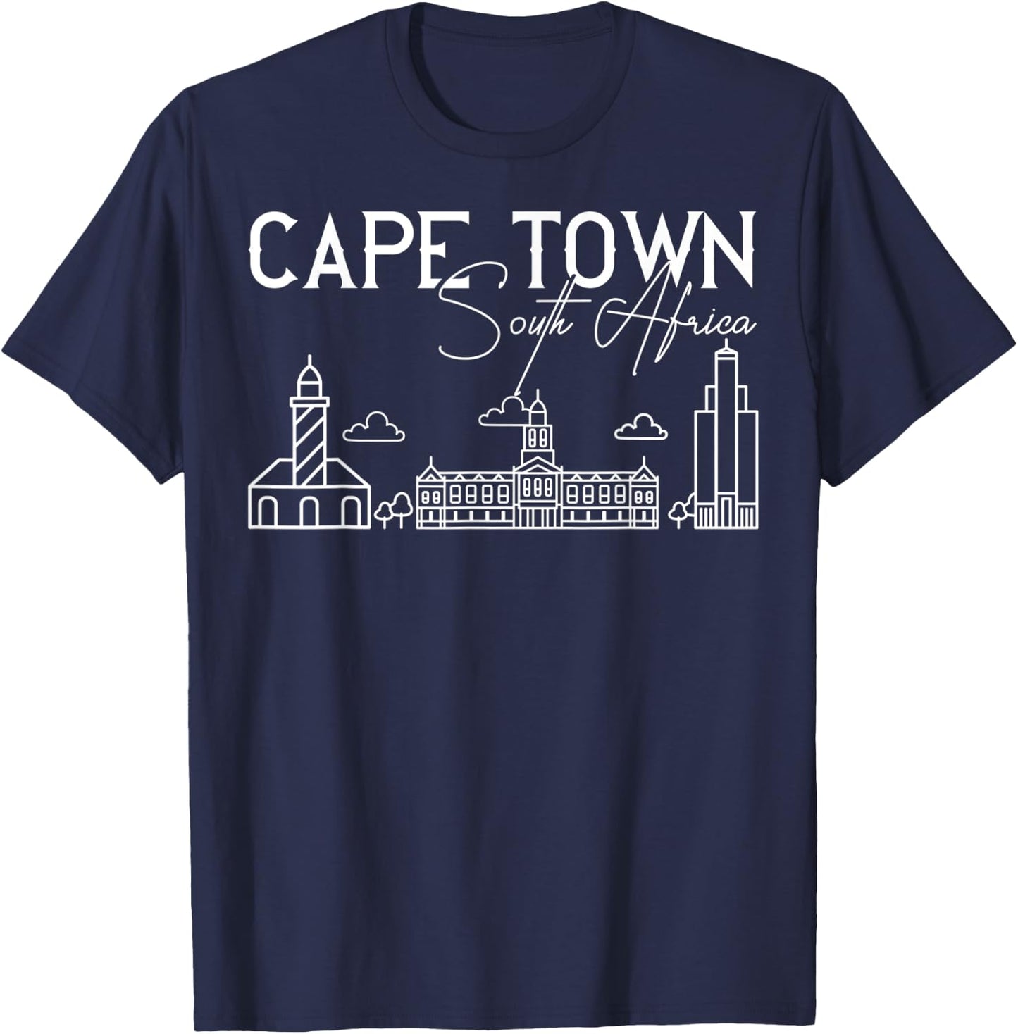 Cape Town South Africa City Skyline Map Travel T-Shirt - T-Shirt | Navy