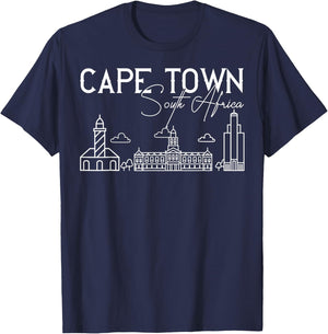 Cape Town South Africa City Skyline Map Travel T-Shirt - T-Shirt | Navy