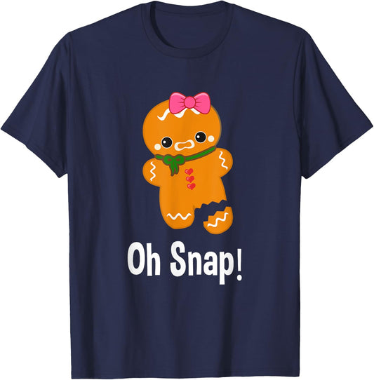 Funny Christmas Gingerbread Man Oh Snap Sweater Women Girl T-Shirt - T-Shirt | Navy