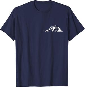 Mountains & Sea Hiking Surfer Climbing Hiker Nature Outdoor T-Shirt - T-Shirt | Navy