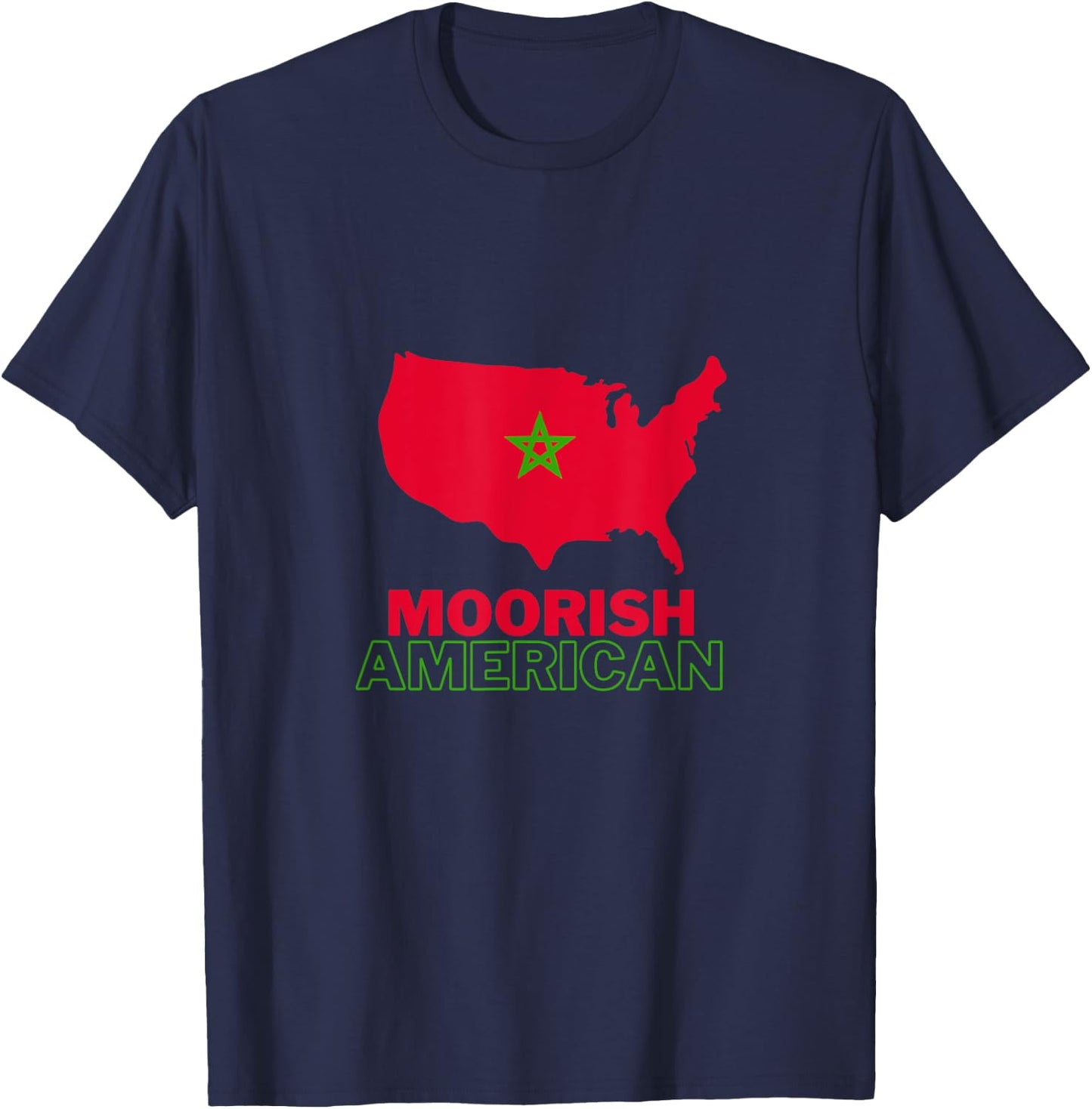 Moorish American Design America Amexem Moroccan Flag T-Shirt - T-Shirt | Navy