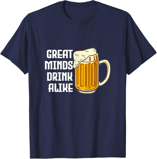 Big Heads Thinkers Drinking Drinkers Drinking Alcohol Gift T-Shirt - T-Shirt | Navy