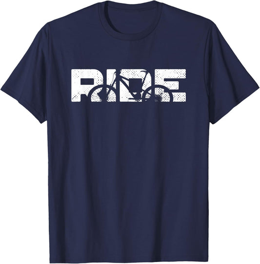 Vintage MTB T Shirt - RIDE Mountain Bike T-Shirt - T-Shirt | Navy