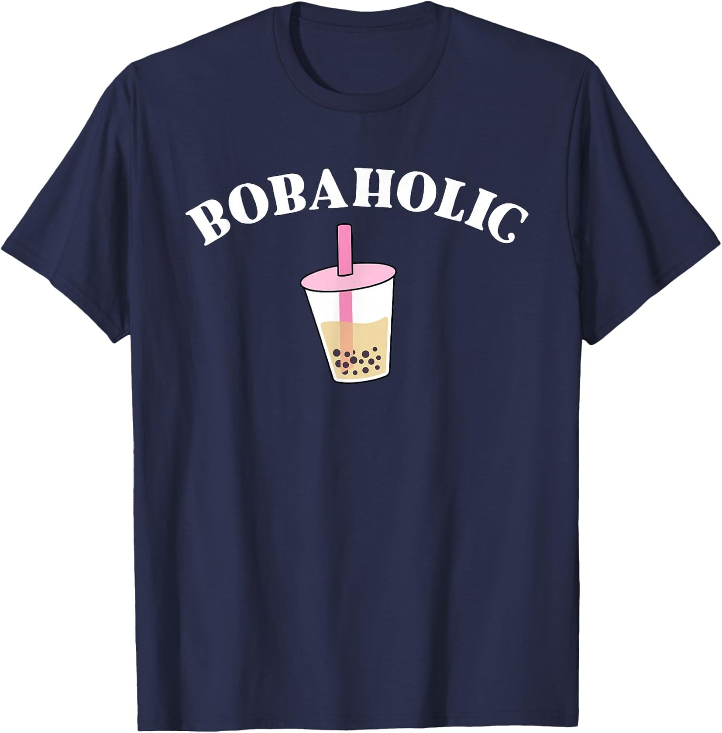 Bobaholic Funny Bubble Tea Shirts Women Boba Tea Kids Gift T-Shirt - T-Shirt | Navy