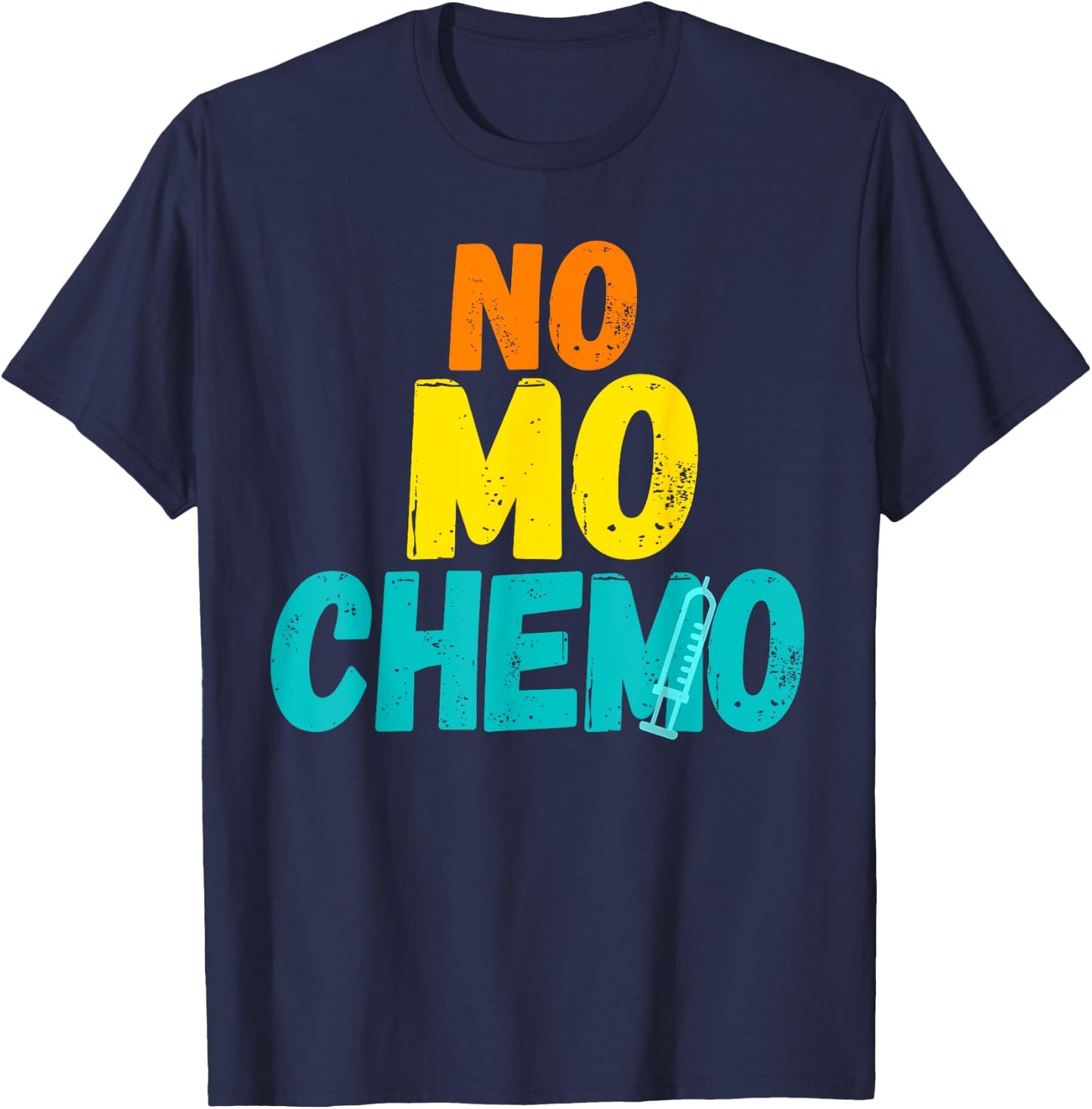 No Mo Chemo Funny Retro Cancer Awareness Fighter Spirit T-Shirt - T-Shirt | Navy
