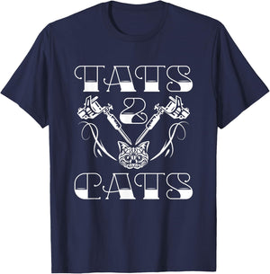Tats And Cats Tattoo T-Shirt - T-Shirt | Navy
